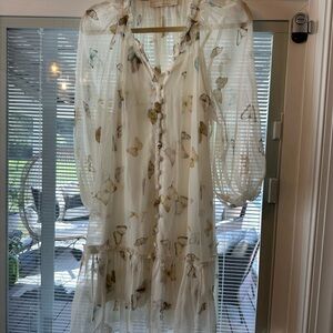 Alessia zamattio Sheer Butterfly Print Dress